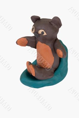 Bear stuck together from plasticine