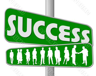 business people and slogan street sign