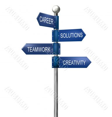 business slogan road sign blue
