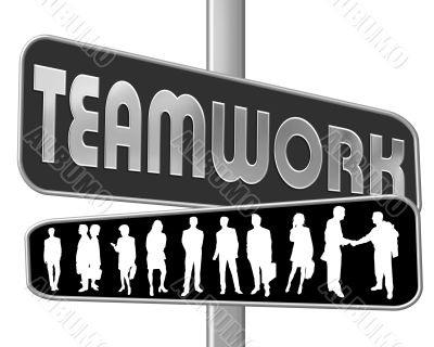 business people and slogan street sign