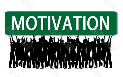 business people with slogan