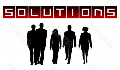 business people with slogan