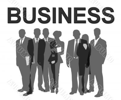 business people with slogan