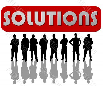 business people with slogan