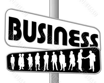 business people and slogan street sign