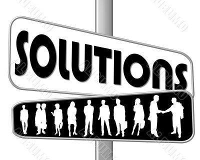 business people and slogan street sign