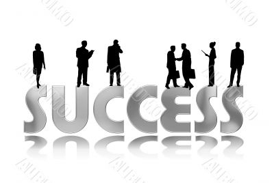 business people with slogan