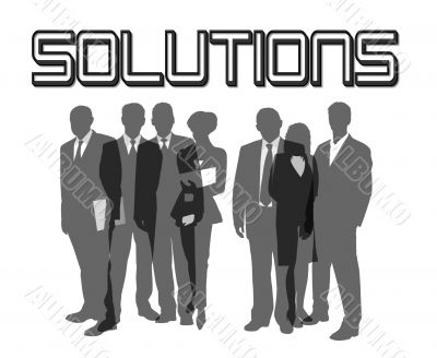 business people with slogan