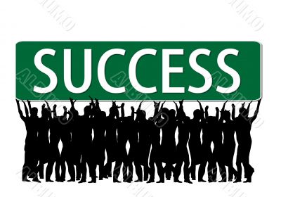 business people with slogan