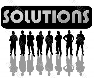 business people with slogan