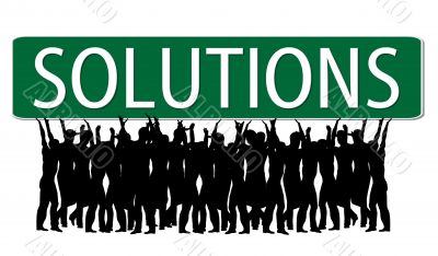 business people with slogan
