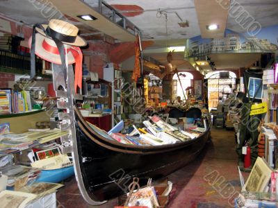 gondola in a bookstore