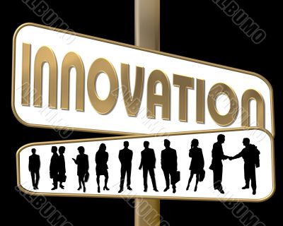 business people and slogan road sign gold