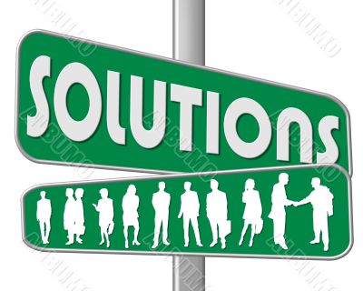 business people and slogan street sign