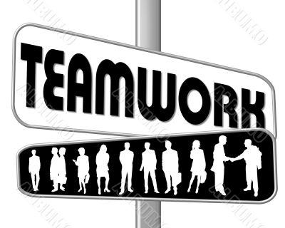 business people and slogan street sign