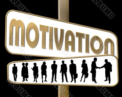 business people and slogan road sign gold
