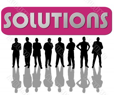 business people with slogan