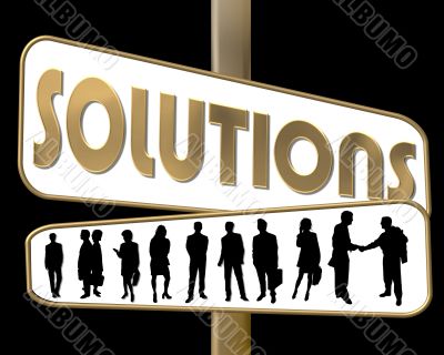 business people and slogan road sign gold