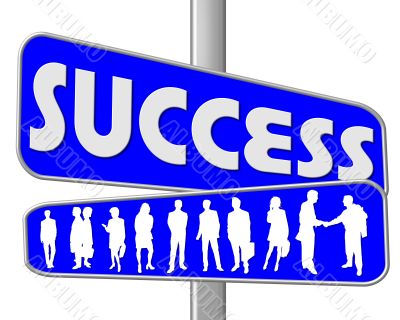 business people and slogan street sign