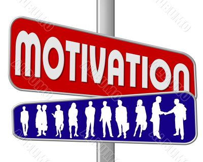 business people and slogan street sign red blue