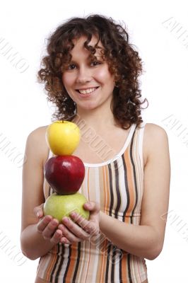 Girl with apples.