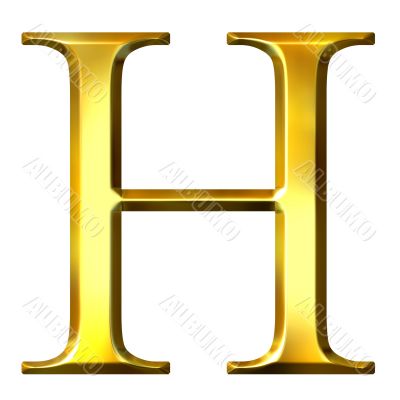 3D Golden Greek Letter Eta