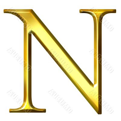3D Golden Greek Letter Ny