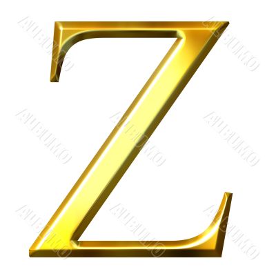 3D Golden Greek Letter Zeta