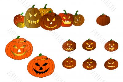 Halloween Pumpkins isolated on white background