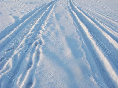 Ice-road in frozen pond