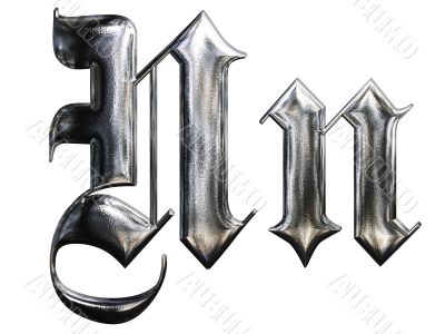 Metallic patterned letter of german gothic alphabet font. Letter N