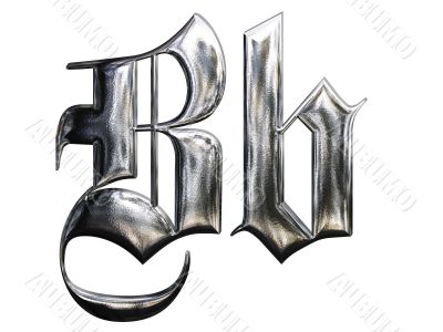 Metallic patterned letter of german gothic alphabet font. Letter B