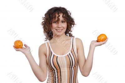 Woman with oranges.