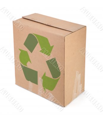 cardboard box with recycle symbol