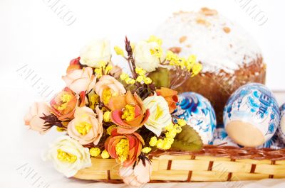 Easter cake and eggs