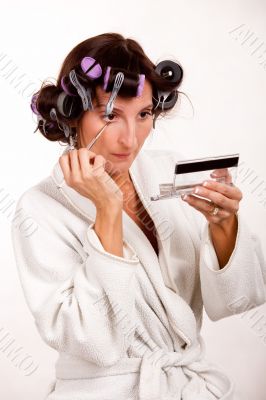 Woman doing beauty prep
