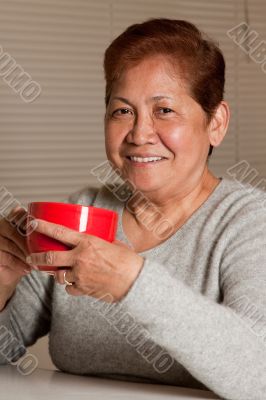 Senior have coffee