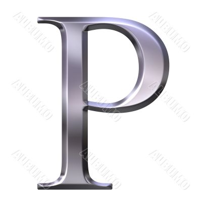 3D Silver Greek Letter Rho