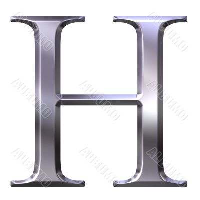3D Silver Greek Letter Eta
