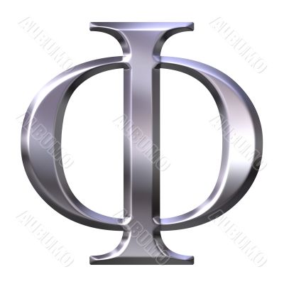 3D Silver Greek Letter Phi
