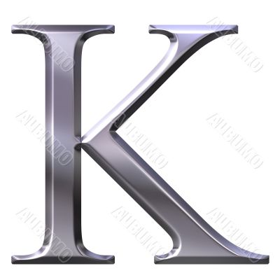 3D Silver Greek Letter Kappa