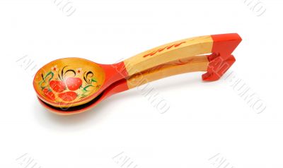 Russian wooden painted spoons isolated