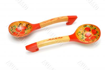 Russian wooden painted spoons  isolated