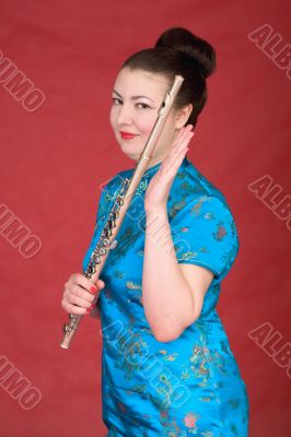 Japanese girl with flute