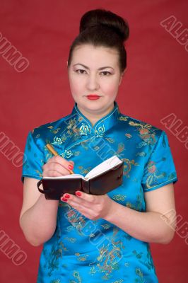 Japanese girl with notebook