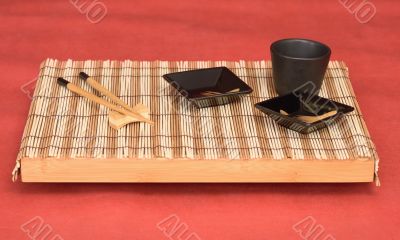 Still life from tray with chinese stick