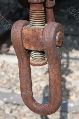 Old rusty freight car clutch