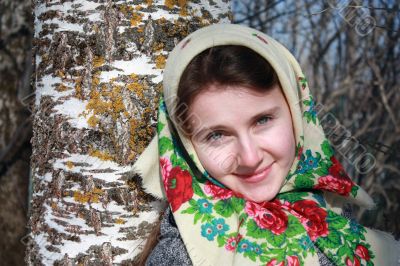 Young Russian woman in a scarf