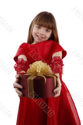 Little girl with gift.