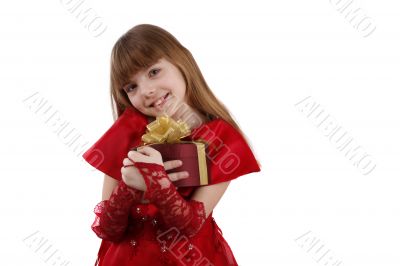 Little girl with gift.